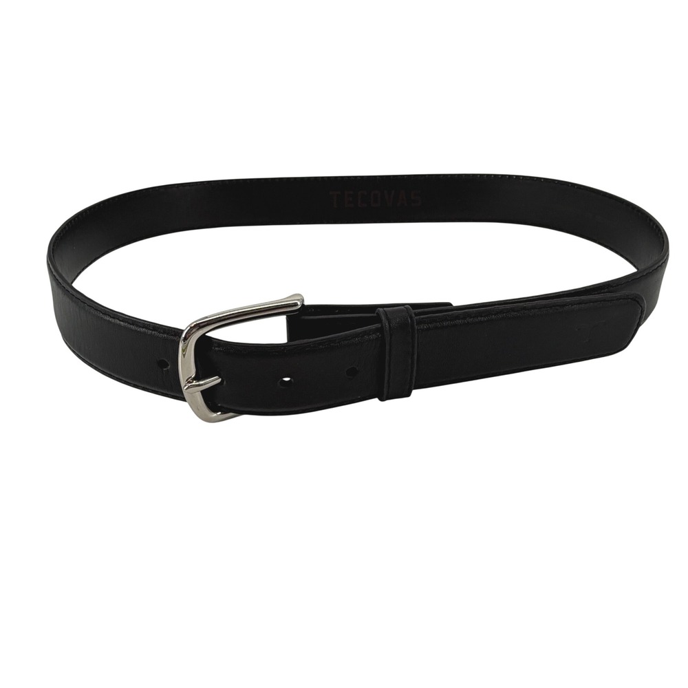 Tecovas Mens Black Leather Western Belt Silver Buckle Size 34 Handcrafted